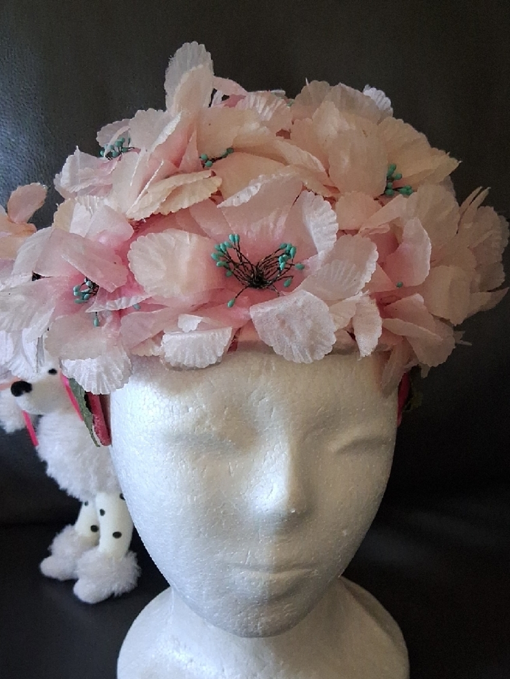 Vintage Pink Floral Hat 1960's - Picture 4 of 7